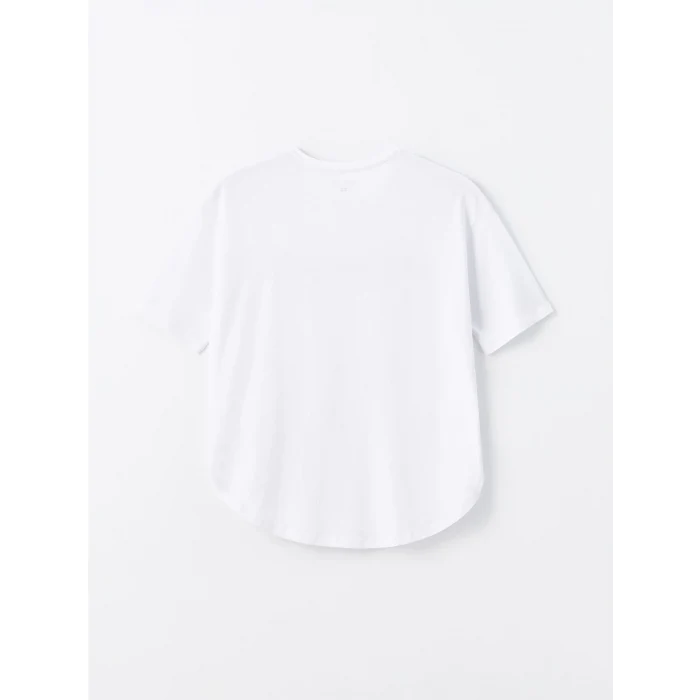 XSIDE ACTIVE Beyaz Bisiklet Yaka Baskılı Kısa Kollu Kadın Spor Tişört