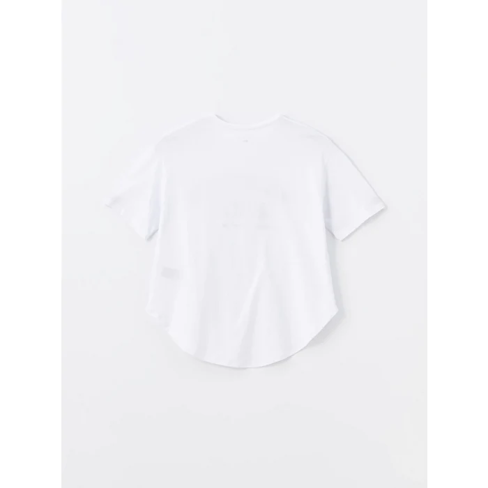 XSIDE ACTIVE Beyaz Bisiklet Yaka Baskılı Kısa Kollu Kadın Tişört