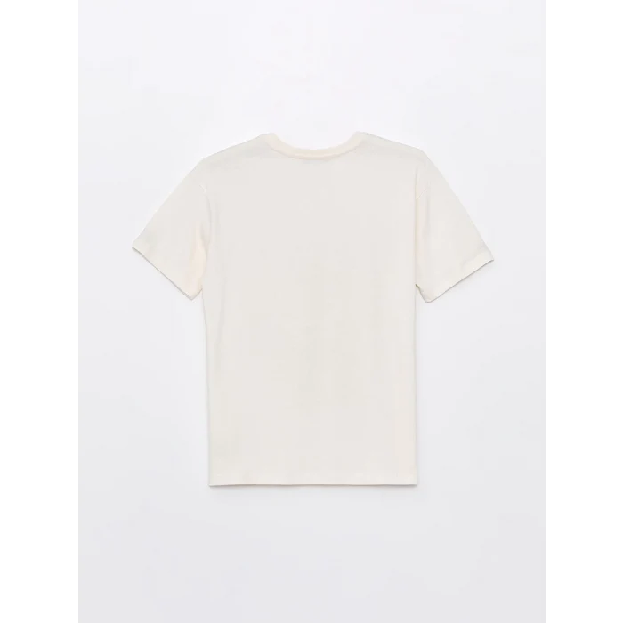 XSIDE Bej Bisiklet Yaka Baskılı Kısa Kollu Kadın Tişört