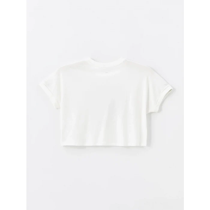 XSIDE ACTIVE Beyaz Bisiklet Yaka Baskılı Kadın Spor Tişört