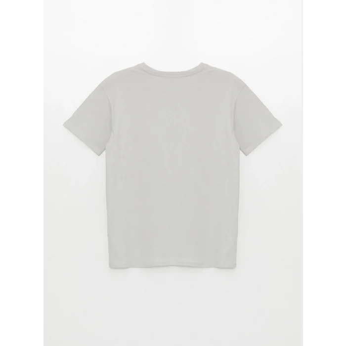 XSIDE Gri Bisiklet Yaka Baskılı Kısa Kollu Kadın Tişört