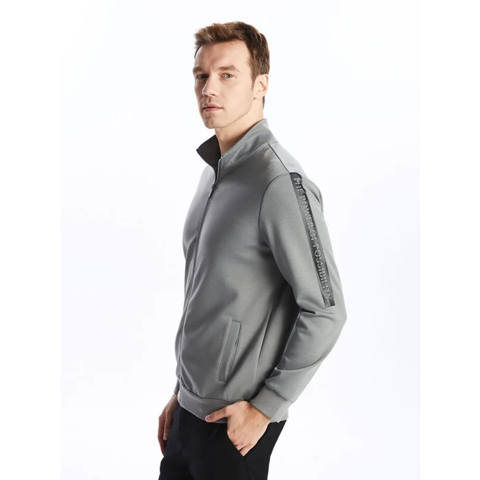 LCWAIKIKI Basic Gri Dik Yaka Erkek Sweatshirt