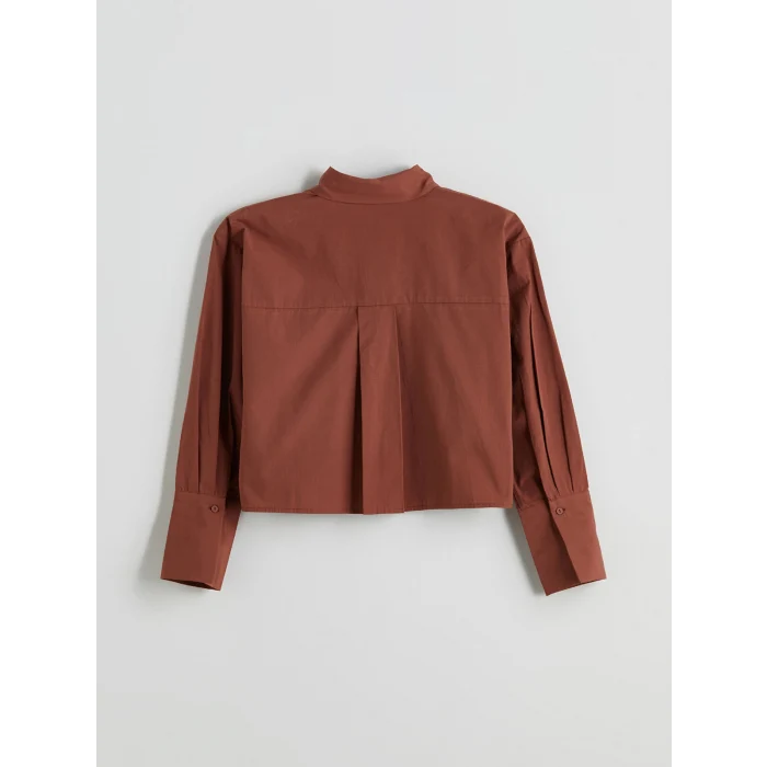 LCWAIKIKI Classic Kahverengi Crop Kadın Gömlek