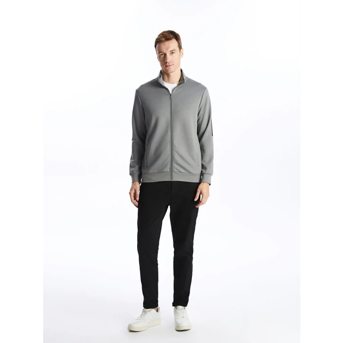 LCWAIKIKI Basic Gri Dik Yaka Erkek Sweatshirt