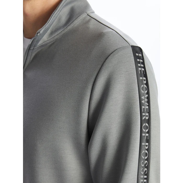 LCWAIKIKI Basic Gri Dik Yaka Erkek Sweatshirt