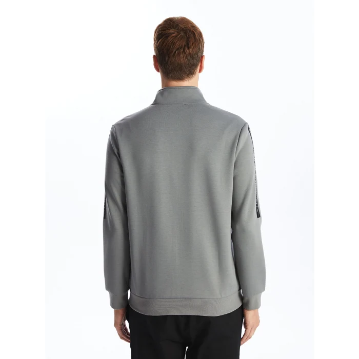 LCWAIKIKI Basic Gri Dik Yaka Erkek Sweatshirt