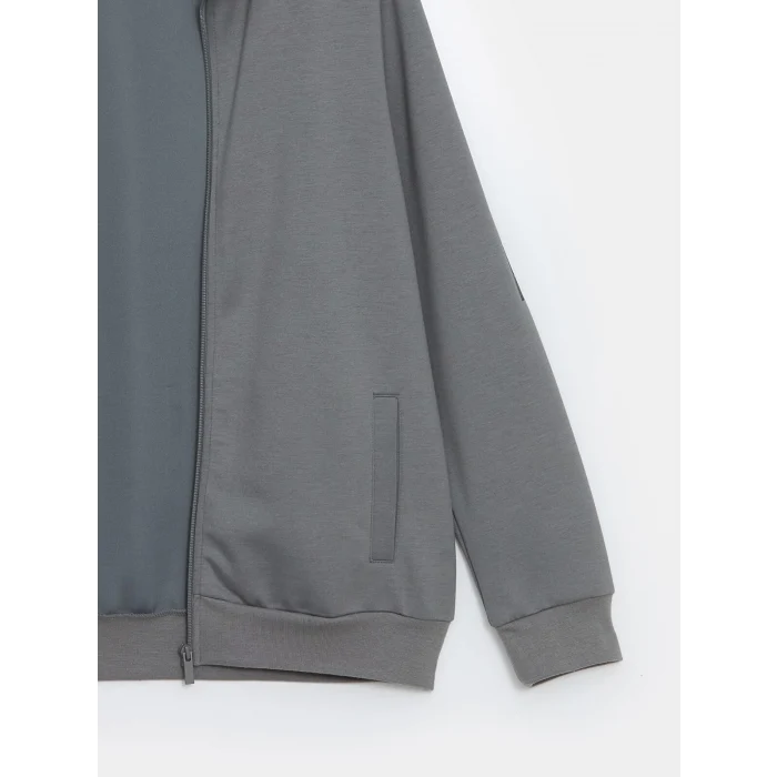 LCWAIKIKI Basic Gri Dik Yaka Erkek Sweatshirt