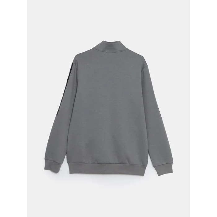 LCWAIKIKI Basic Gri Dik Yaka Erkek Sweatshirt