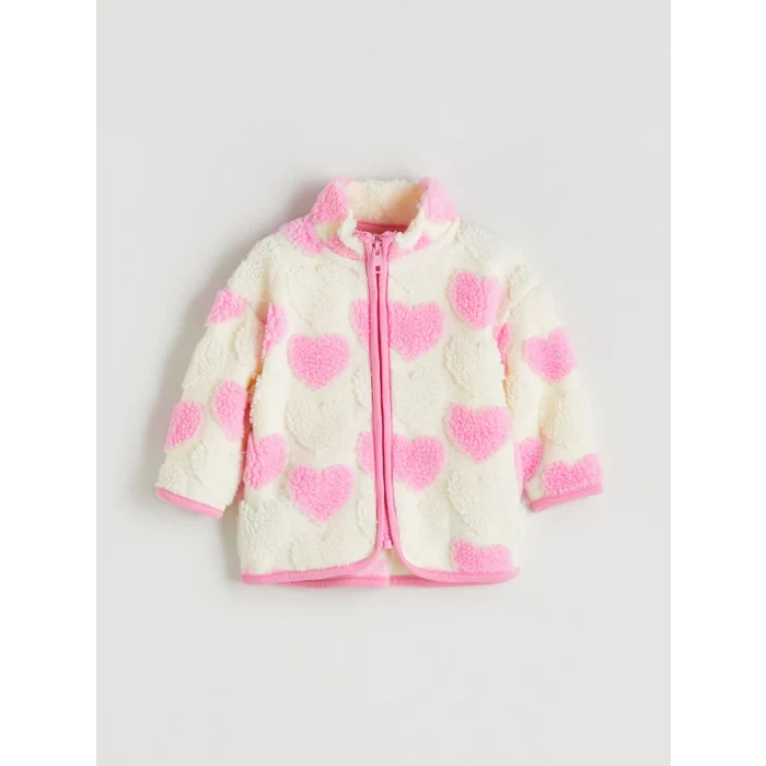 LCW baby Ekru Kalp Desenli Kız Bebek Hırka