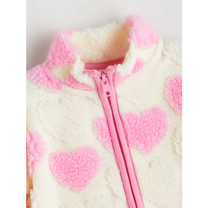 LCW baby Ekru Kalp Desenli Kız Bebek Hırka