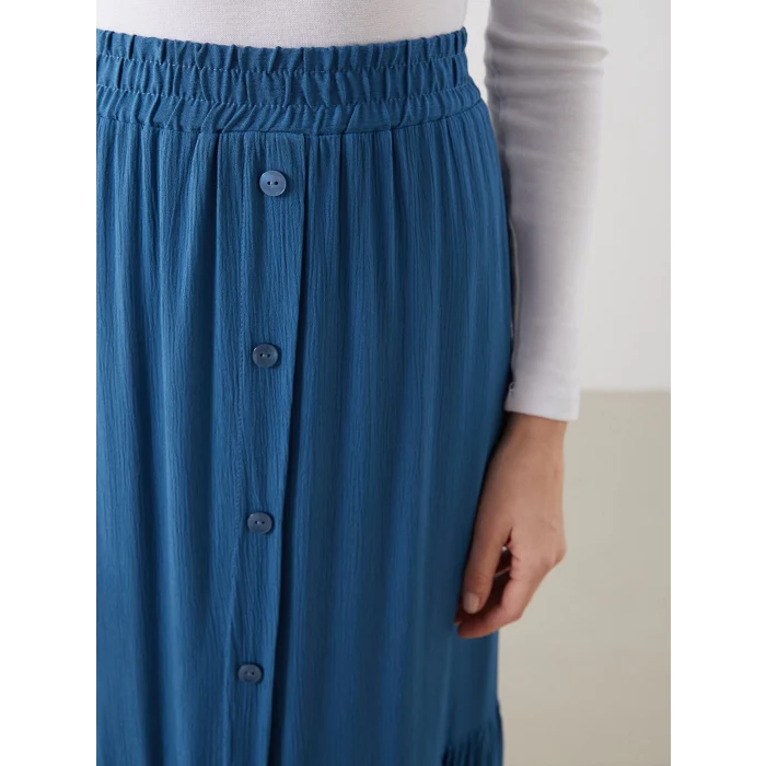 LCW Grace Mavi Beli Lastikli Dokulu Kadın Etek