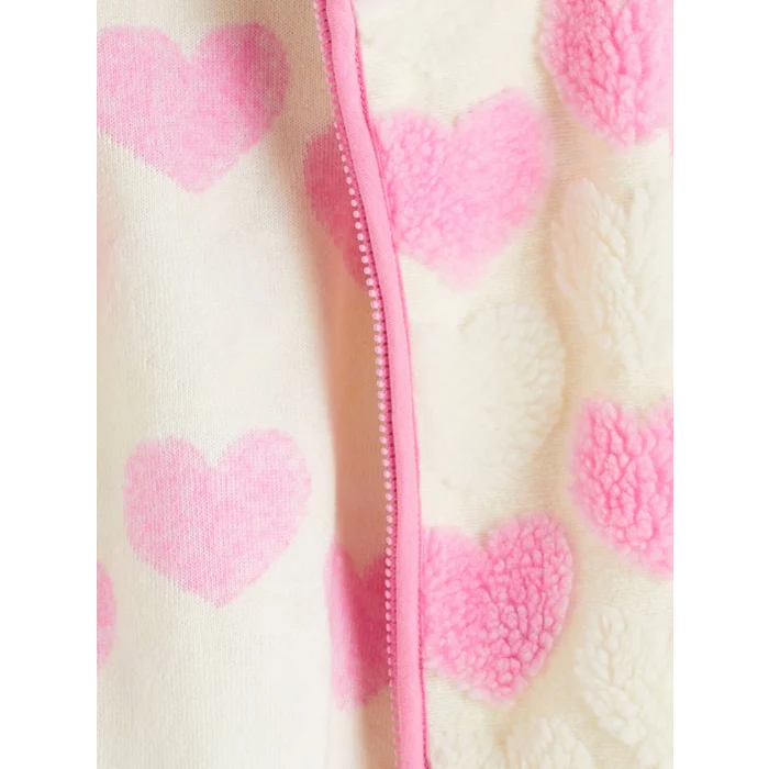 LCW baby Ekru Kalp Desenli Kız Bebek Hırka