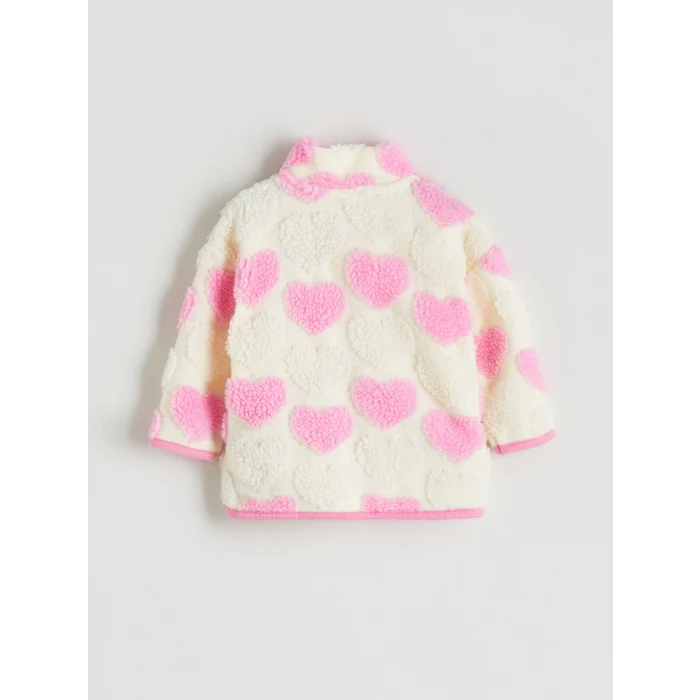 LCW baby Ekru Kalp Desenli Kız Bebek Hırka