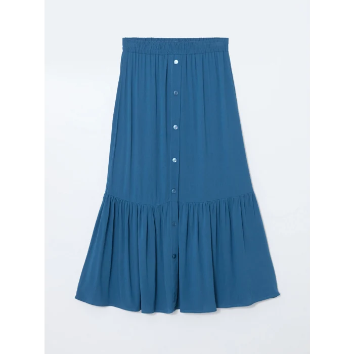 LCW Grace Mavi Beli Lastikli Dokulu Kadın Etek