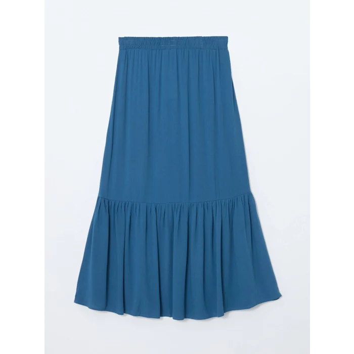 LCW Grace Mavi Beli Lastikli Dokulu Kadın Etek