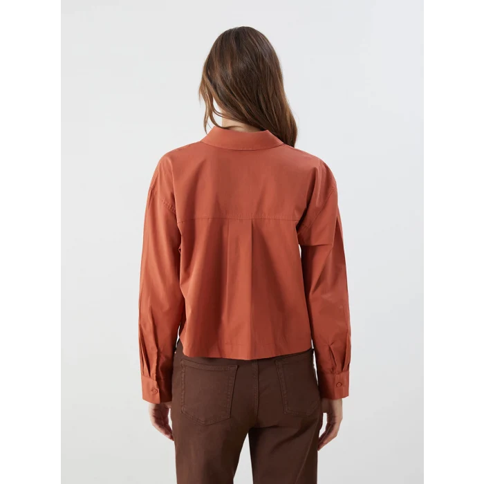 LCWAIKIKI Classic Kahverengi Crop Kadın Gömlek