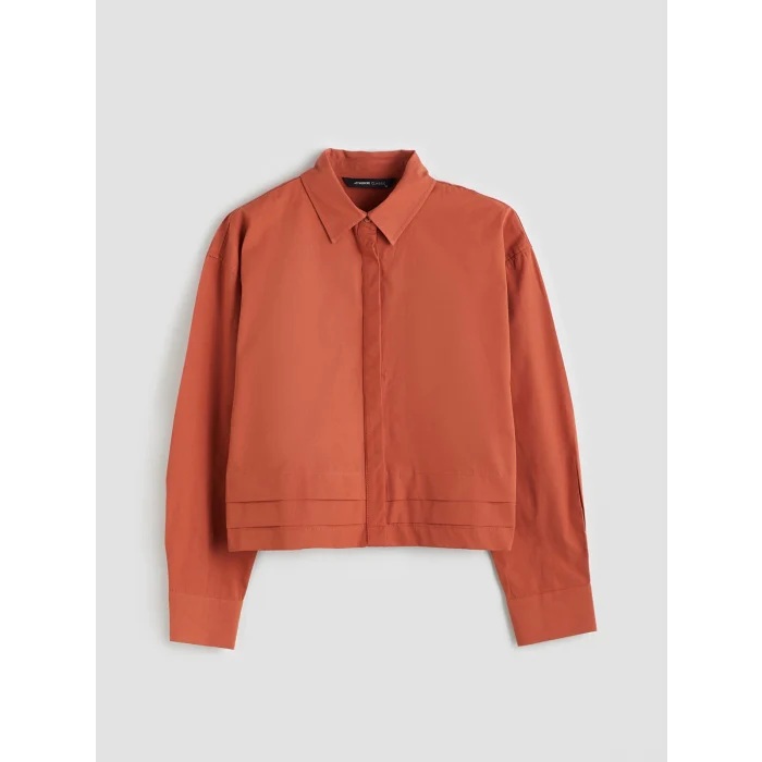 LCWAIKIKI Classic Kahverengi Crop Kadın Gömlek