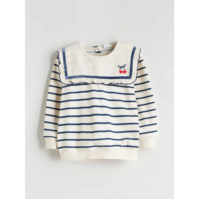 LCW Kids Lacivert Bebe Yaka Baskılı Kız Çocuk Sweatshirt ve Tayt 2li