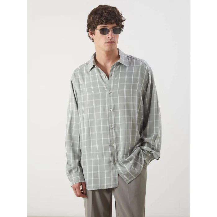 LCW Vision Yeşil Rahat Kalıp Uzun Kollu Ekose Erkek Gömlek