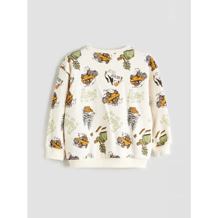 LCW Kids Bej Baskılı Erkek Çocuk Sweatshirt ve Eşofman Alt 2li