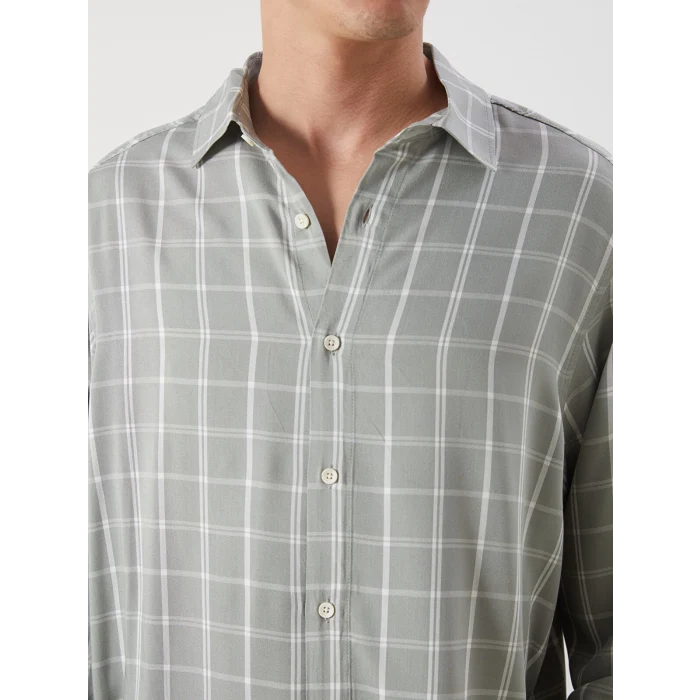 LCW Vision Yeşil Rahat Kalıp Uzun Kollu Ekose Erkek Gömlek