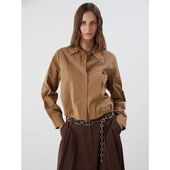 LCWAIKIKI Classic Kahverengi Loose Fit Kadın Gömlek