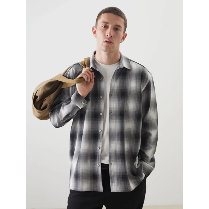 LCW Vision Siyah Regular Fit Ekose Erkek Gömlek