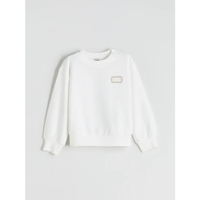 LCW Kids Lacivert Bisiklet Yaka Baskılı Kız Çocuk Sweatshirt 2li