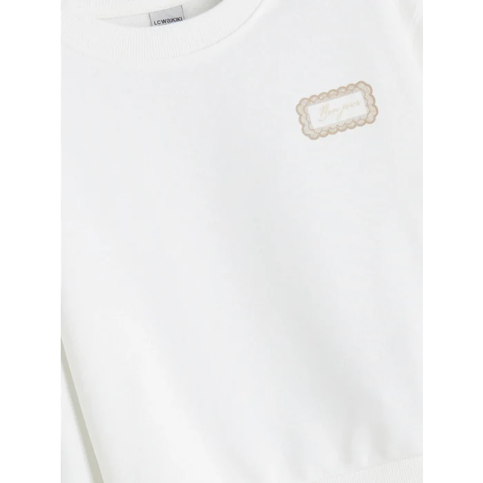 LCW Kids Lacivert Bisiklet Yaka Baskılı Kız Çocuk Sweatshirt 2li