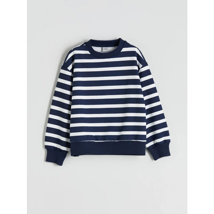 LCW Kids Lacivert Bisiklet Yaka Baskılı Kız Çocuk Sweatshirt 2li