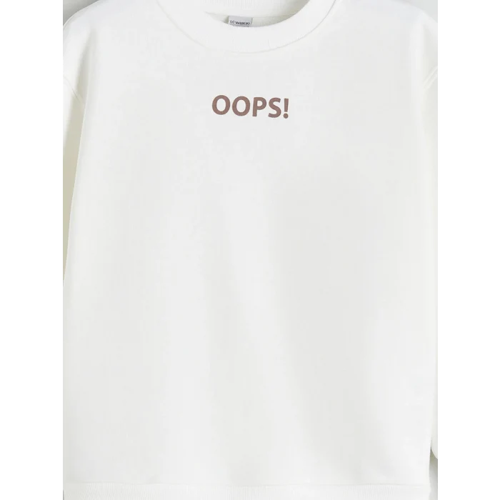 LCW Kids Bej Bisiklet Yaka Kız Çocuk Sweatshirt