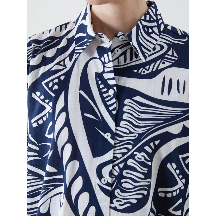 LCWAIKIKI Classic Lacivert Desenli Kadın Gömlek Tunik