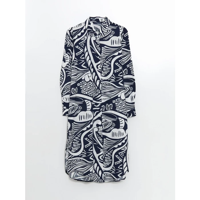 LCWAIKIKI Classic Lacivert Desenli Kadın Gömlek Tunik
