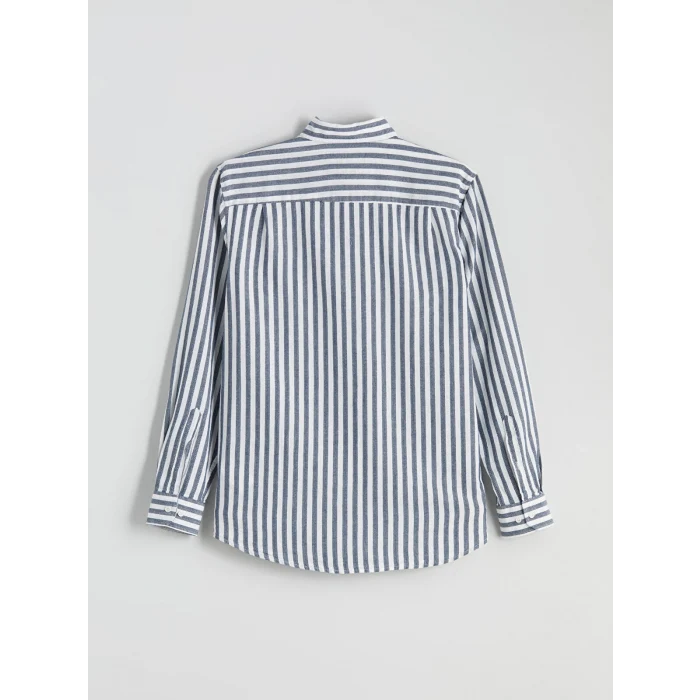 LC WAIKIKI Indigo Regular Fit Uzun Kollu Çizgili Erkek Gömlek