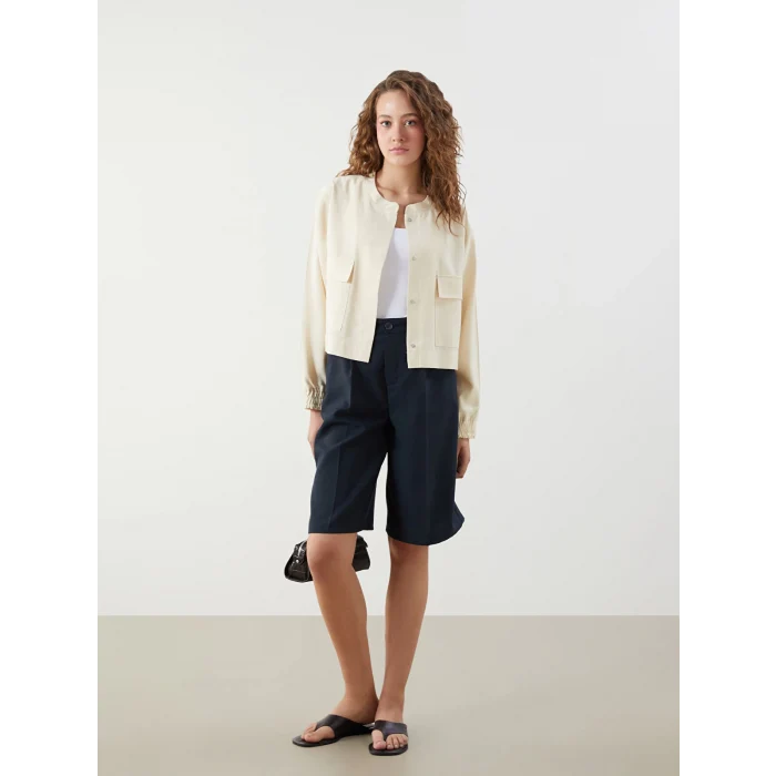 LCWAIKIKI Classic Bej Bisiklet Yaka Kadın Ceket