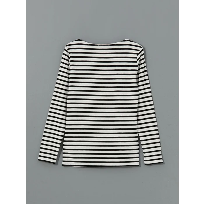 LCWAIKIKI Classic Siyah U Yaka Çizgili Kadın Body