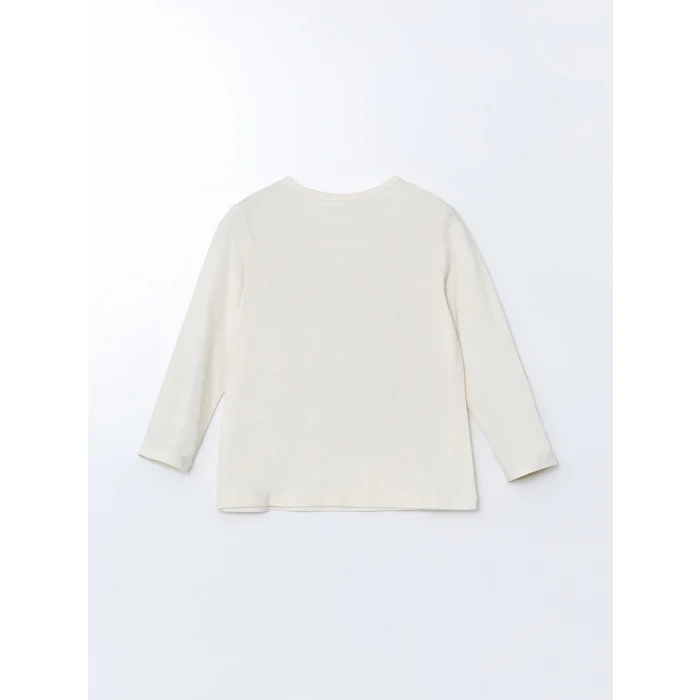 LCW Kids Ekru Bisiklet Yaka Snoopy Baskılı Kız Çocuk Pijama Takımı