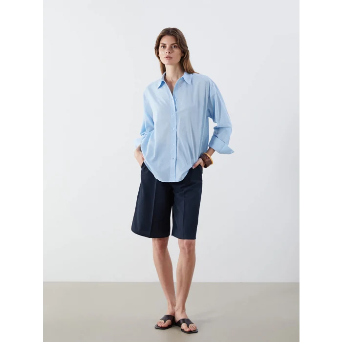 LCW Vision Mavi Oversize Kadın Gömlek