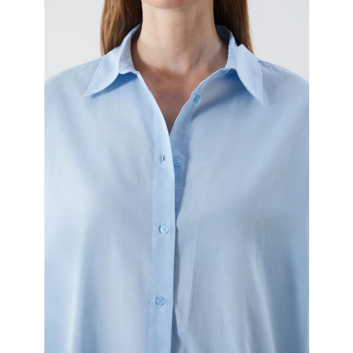 LCW Vision Mavi Oversize Kadın Gömlek