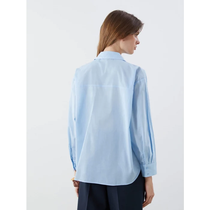 LCW Vision Mavi Oversize Kadın Gömlek