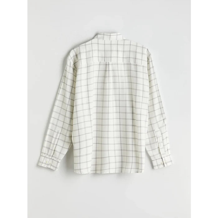 LCW Vision Ekru Rahat Kalıp Uzun Kollu Ekose Erkek Gömlek