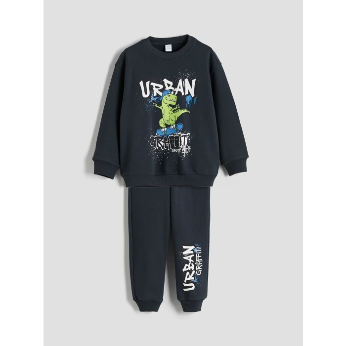 LCW Kids Antrasit Erkek Çocuk Sweatshirt ve Jogger Eşofman Alt 2li