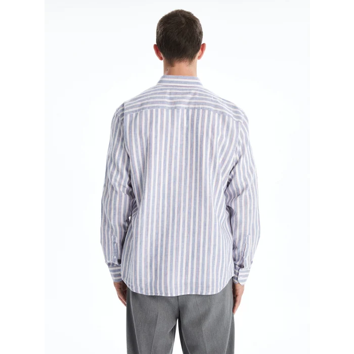 LCW Vision Mavi Slim Fit Uzun Kollu Çizgili Gömlek