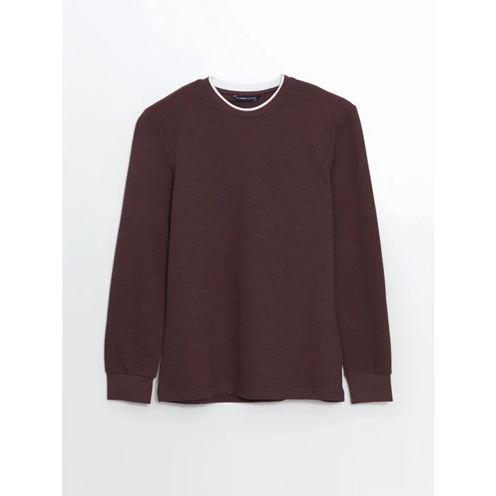 LCWAIKIKI Classic Mürdüm Bisiklet Yaka Uzun Kollu Erkek Sweatshirt