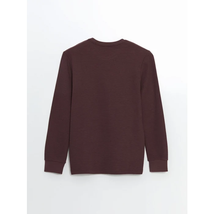 LCWAIKIKI Classic Mürdüm Bisiklet Yaka Uzun Kollu Erkek Sweatshirt