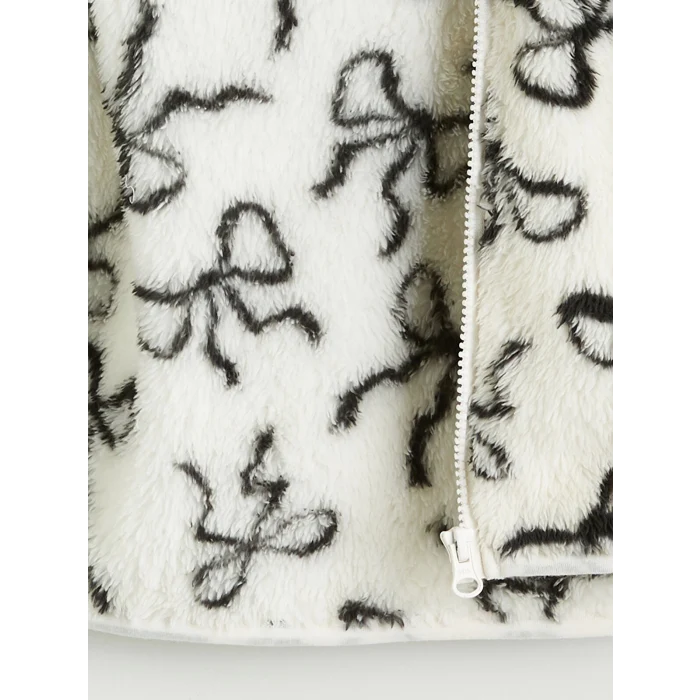 LCW Kids Ekru Kapüşonlu Fermuarlı Kız Çocuk Sweatshirt