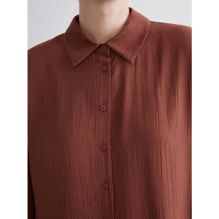 LCWAIKIKI Classic Kahverengi Dokulu Kadın Gömlek