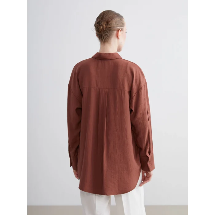 LCWAIKIKI Classic Kahverengi Dokulu Kadın Gömlek