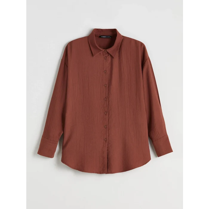 LCWAIKIKI Classic Kahverengi Dokulu Kadın Gömlek