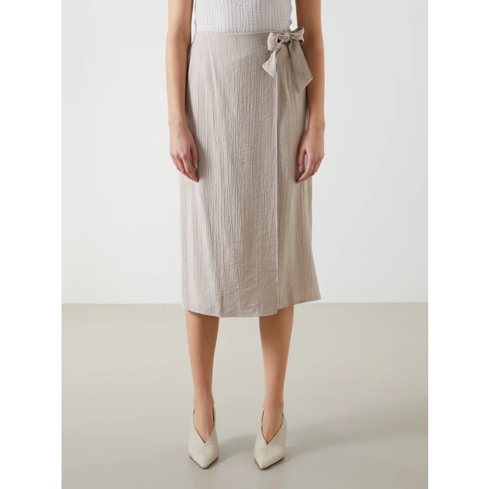 LCWAIKIKI Classic Ekru Beli Lastikli Kadın Etek